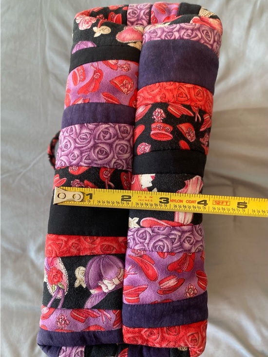 Handmade Quilted Striped Tote Bag in Black, Red & Purple “ Red Hat Society “ - Picture 10 of 11